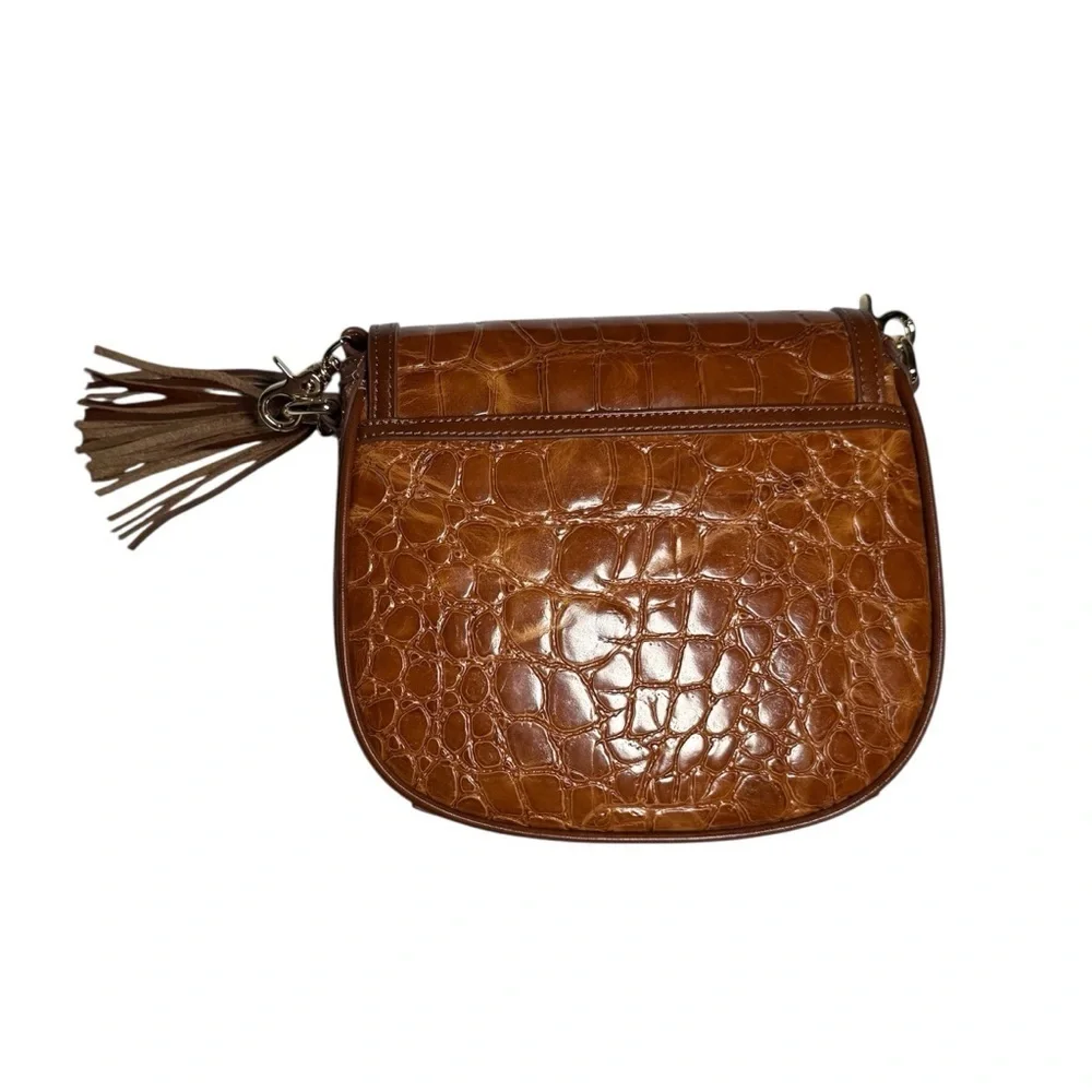 Brahmin Mini Sonny Saddle Bag in Tan Gustavo Brown Crocodile Crossbody